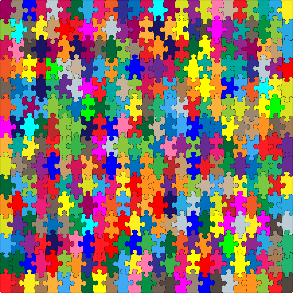 rainbow color puzzle pieces
