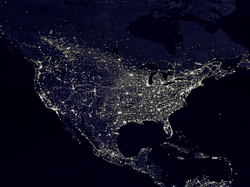 united states night space view
