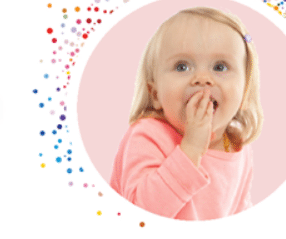 child in pink circle graphic