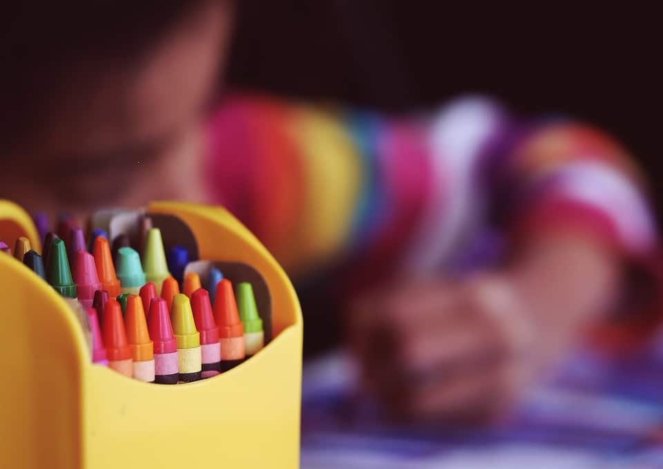 crayons closeup with blurry background